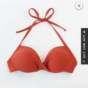 Orange Twist Halter Bikini Top